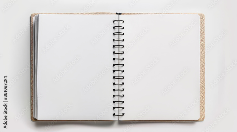 Open Spiral Notebook: The notebook is open, revealing its blank pages. The spiral binding is clearly visible, running along the edge of the notebook, suggesting functionality and ease of use.
Open Spiral Notebook: The notebook is open, revealing its blank pages. The spiral binding is clearly visible, running along the edge of the notebook, suggesting functionality and ease of use.