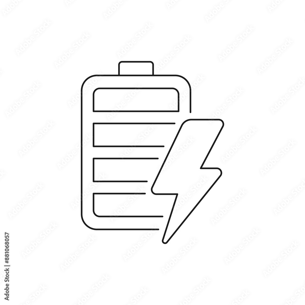 Battery charging icon line style isolated on white background. Vector illustration Battery charging icon line style isolated on white background. Vector illustration