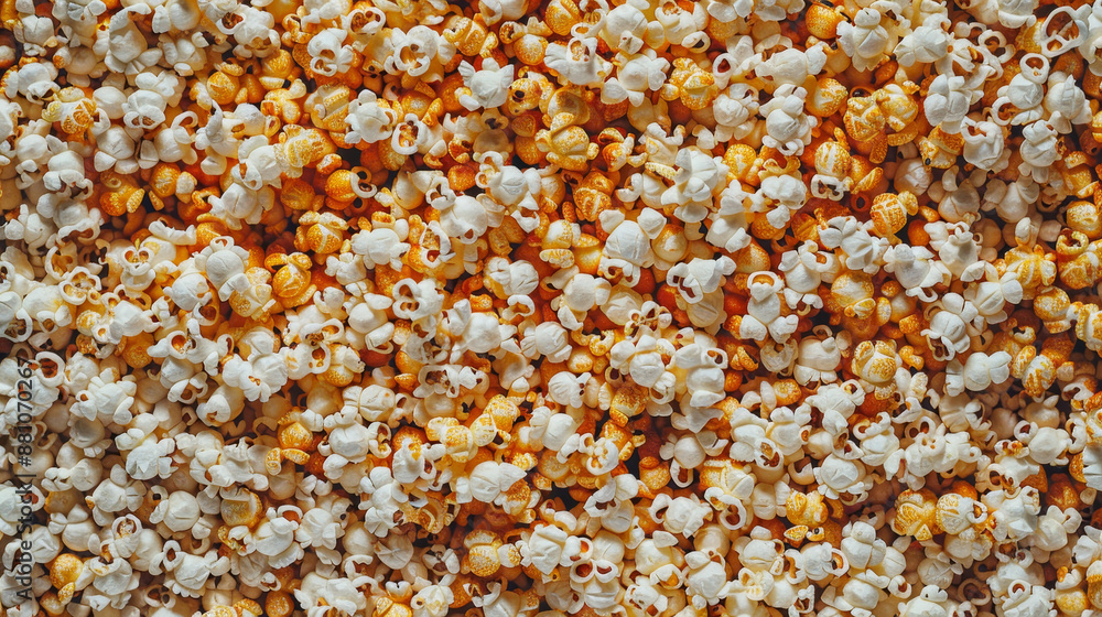 Background of Lots of Popcorn: The entire frame is filled with fluffy, golden-yellow popcorn, creating a rich and textured background. Each popcorn kernel is perfectly popped, showing off its crispy, Background of Lots of Popcorn: The entire frame is filled with fluffy, golden-yellow popcorn, creating a rich and textured background. Each popcorn kernel is perfectly popped, showing off its crispy,