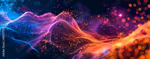 Abstract Digital Background with Colorful Sound Waves and Data Visualization - Futuristic Design for Tech and Business Presentations