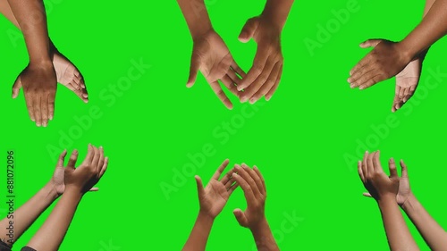 Hands clapping on green screen background. Victory and award concept	