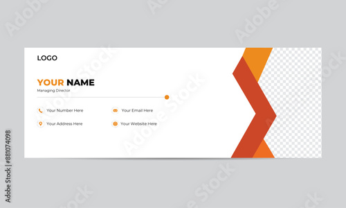 Corporate Email signature template or email footer and personal social media cover templates with an author photo place creative modern layout