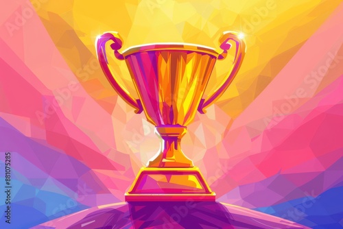 a colorful trophy on top of a bright background