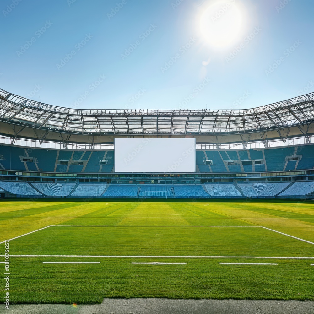 Fototapeta premium a soccer stadium with a large screen in the middle