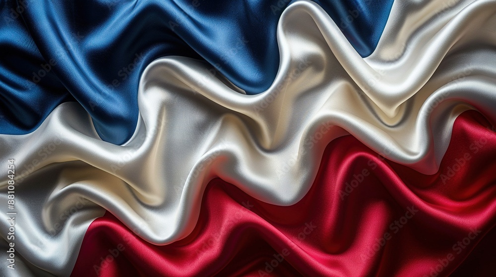 The colors of the American flag are red, white, blue, and gray with wavy folds The colors of the American flag are red, white, blue, and gray with wavy folds