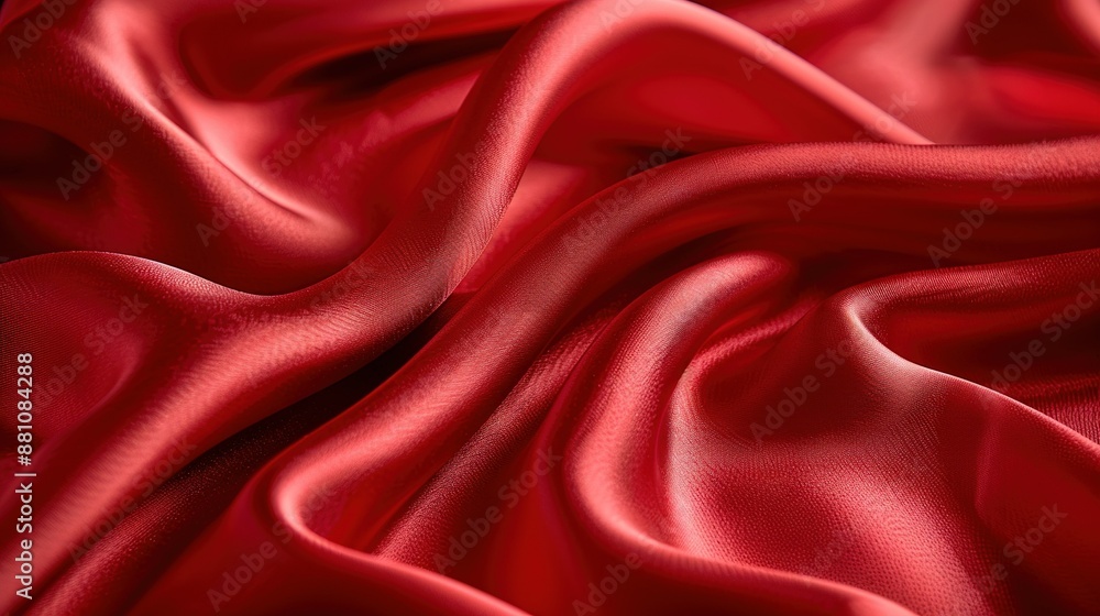 Close-up of red fabric with long fold line Close-up of red fabric with long fold line