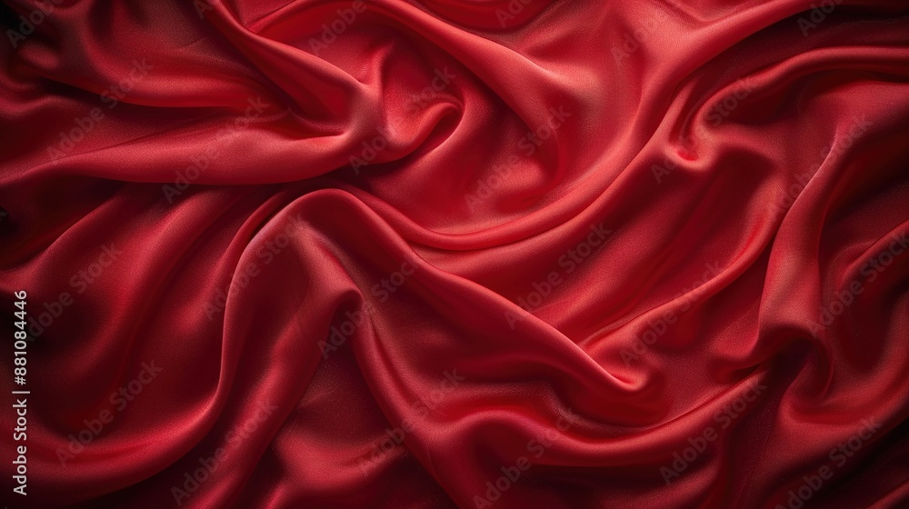 Close-up of a red cloth with a lengthy fold line in its middle, on a black background Close-up of a red cloth with a lengthy fold line in its middle, on a black background