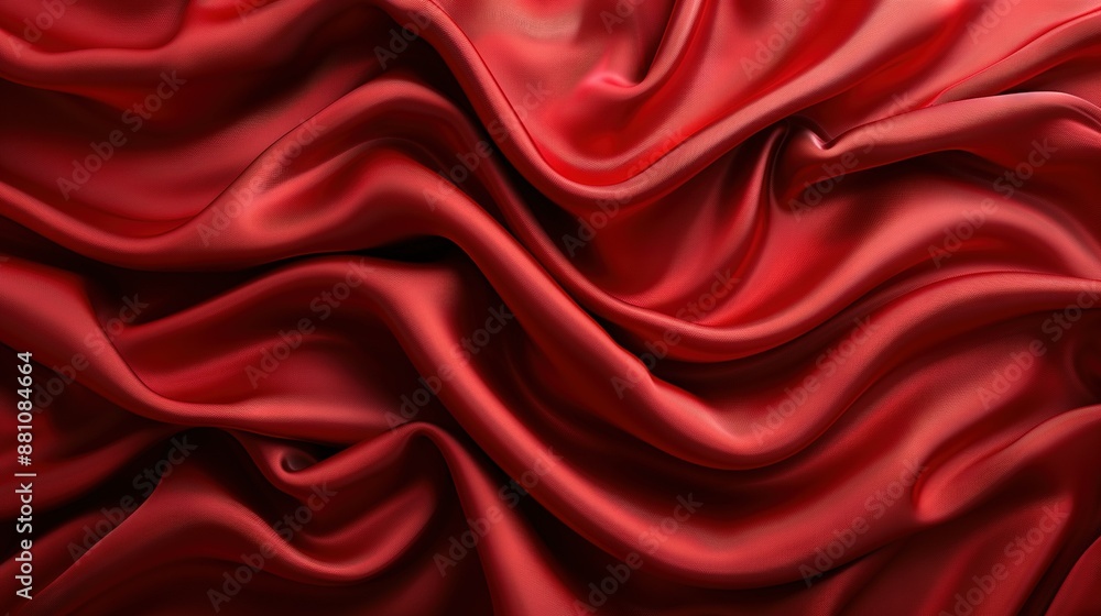 A close-up of a red cloth with a long, wavy pattern on it A close-up of a red cloth with a long, wavy pattern on it