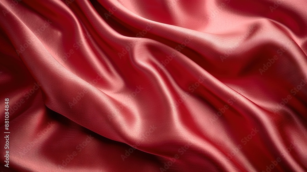 A close-up view of a red satin fabric, with its soft, foldable texture, is captured in the photo A close-up view of a red satin fabric, with its soft, foldable texture, is captured in the photo