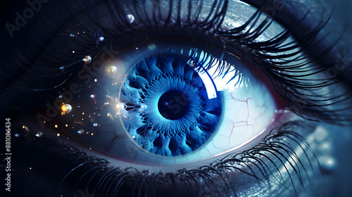 Magnified Beauty: Gazing Into The Depths of A Crystal Clear, Vibrant Blue Human Eye © Chris