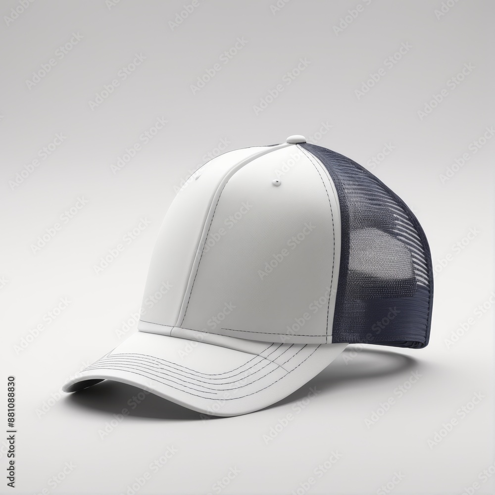 white and black trucker cap mockup with a breathable mesh back, perfect for displaying custom designs. Ideal for fashion, branding, and promotional use. High-quality, realistic presentation white and black trucker cap mockup with a breathable mesh back, perfect for displaying custom designs. Ideal for fashion, branding, and promotional use. High-quality, realistic presentation