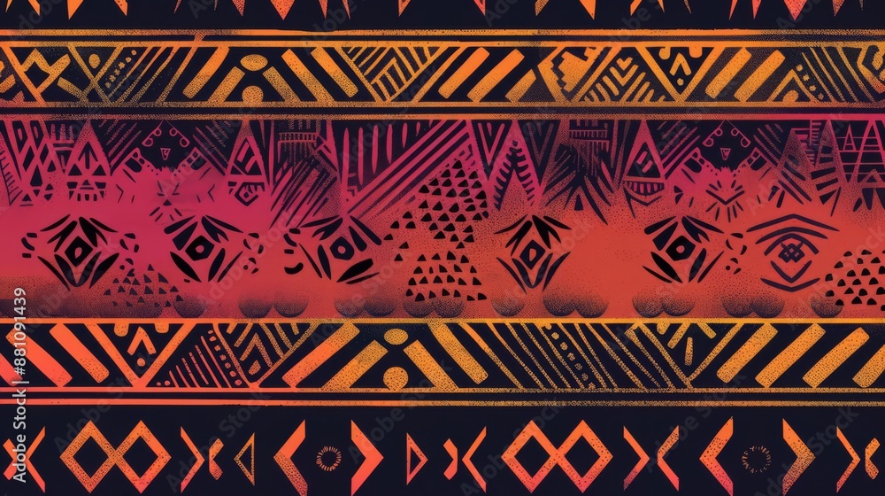 Gradient backdrop with tribal patterns, earthy tones, art, cultural and vibrant for ethnic product advertisements Gradient backdrop with tribal patterns, earthy tones, art, cultural and vibrant for ethnic product advertisements