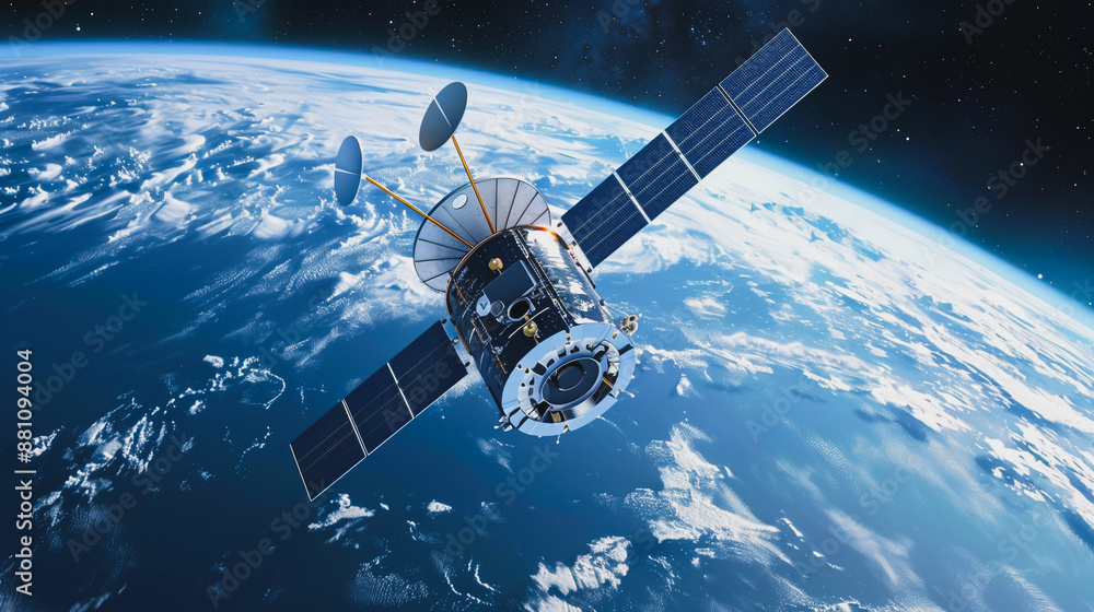Obraz premium Satellite orbit on the earth's surface