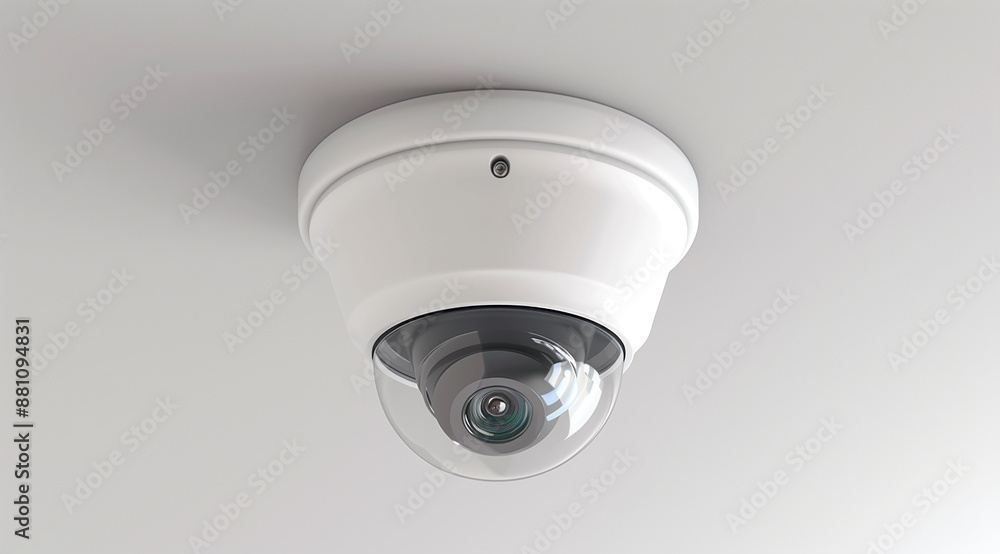 Cctv camera, white ceiling, front view, close-up of the lens, photorealistic, high resolution Cctv camera, white ceiling, front view, close-up of the lens, photorealistic, high resolution