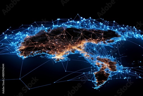Wallpaper Mural Digital african map  global network, high speed data transfer, cyber tech, business exchange Torontodigital.ca