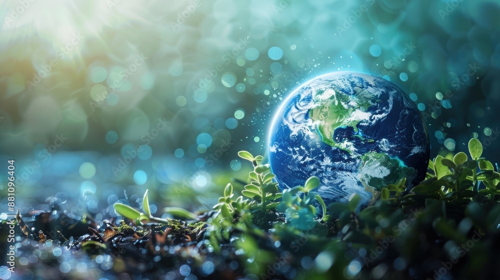 Futuristic Earth Hologram Illustrating Carbon Reduction Targets and Net Zero Goals on Modern Blue Background with High Detail Futuristic Earth Hologram Illustrating Carbon Reduction Targets and Net Zero Goals on Modern Blue Background with High Detail
