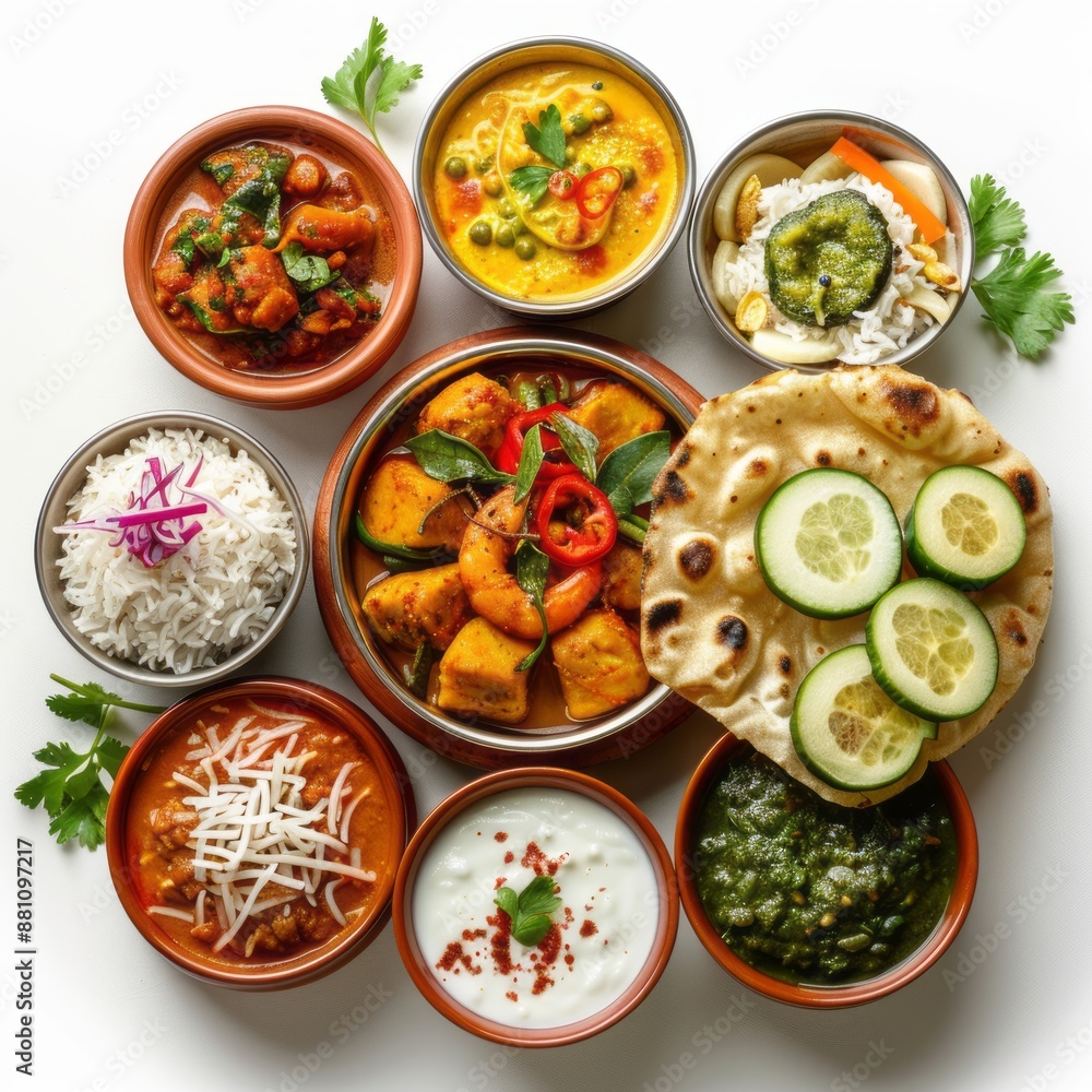 Indian south Indian food on white background Indian south Indian food on white background