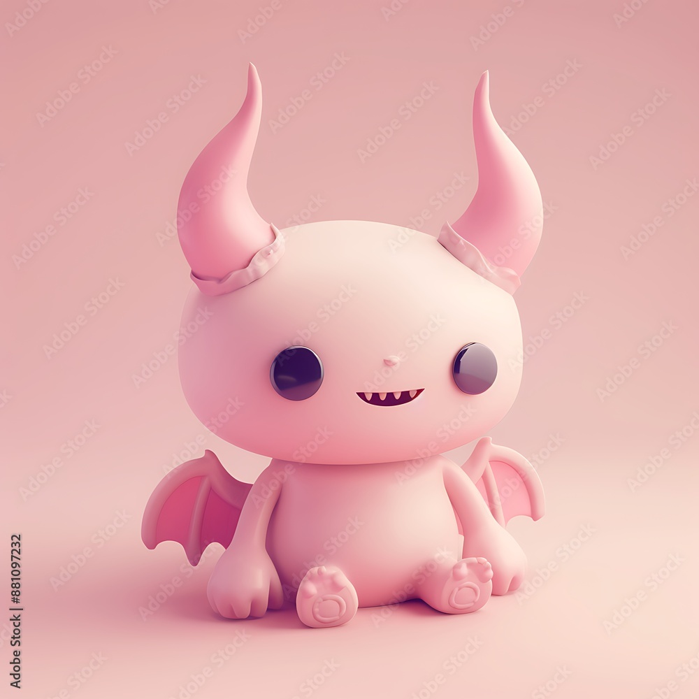 Pink creature with horns and wings Pink creature with horns and wings