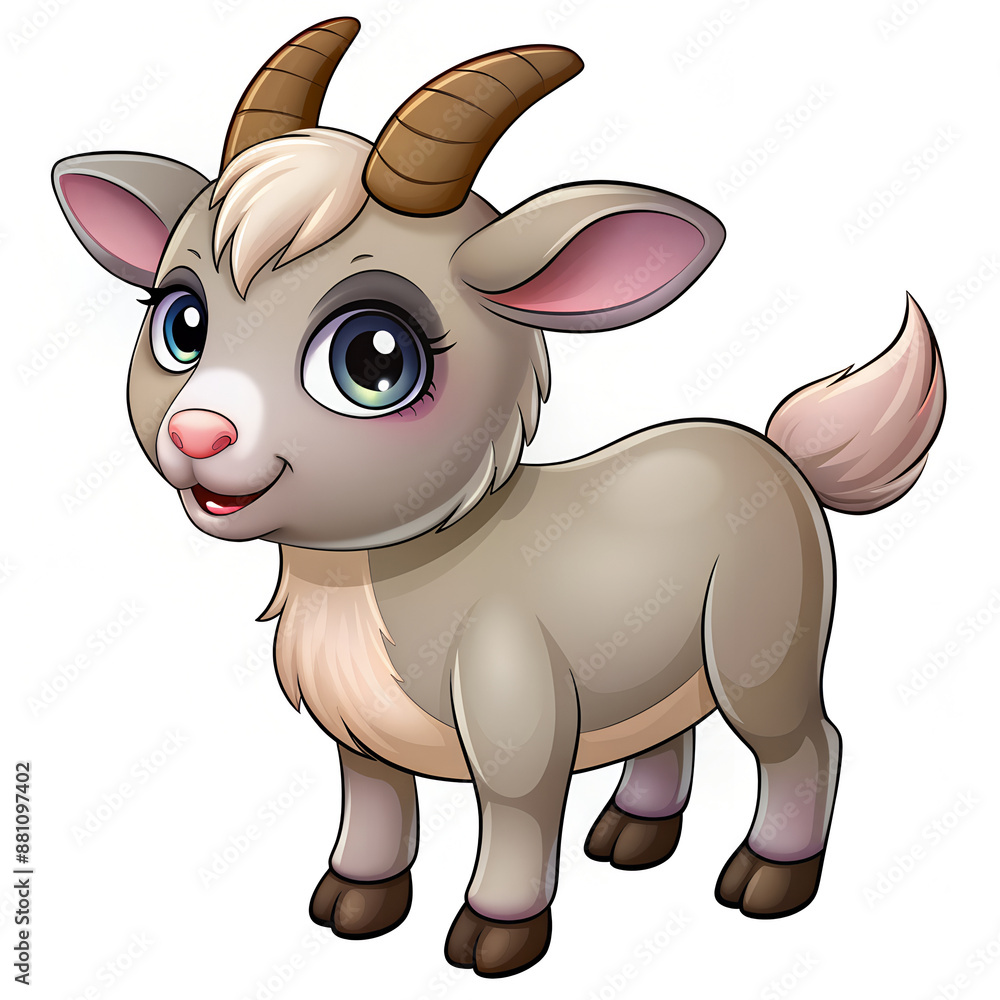 Cute baby goat cartoon on white background Cute baby goat cartoon on white background