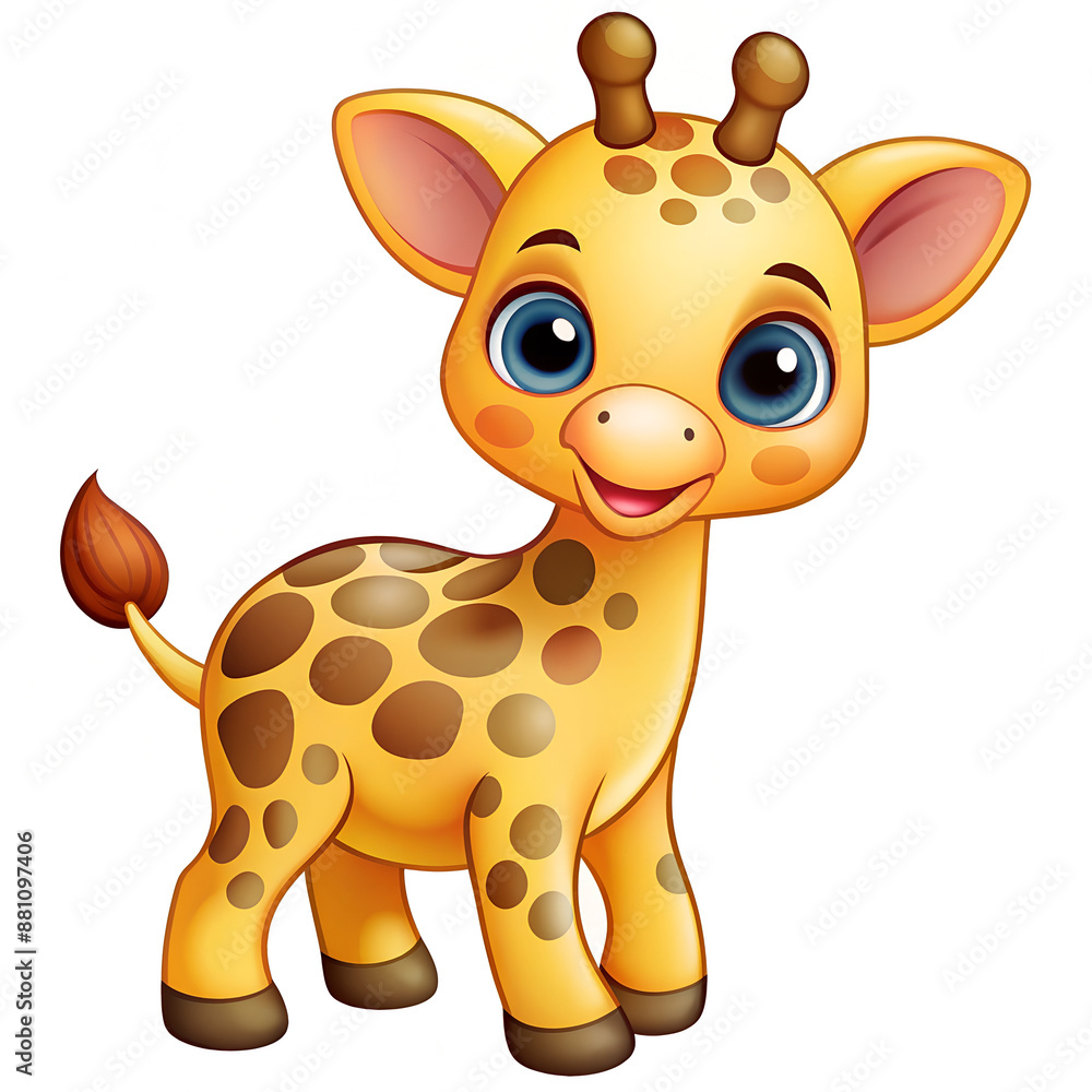 Cartoon little giraffe on white background Cartoon little giraffe on white background