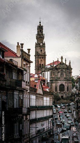 Photograph of the church and tower of the Clerigos (Porto)