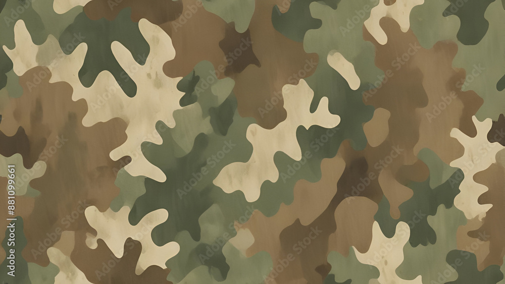 Naklejka premium War camouflage seamless texture, 16:9, with copyspace, 300 dpi