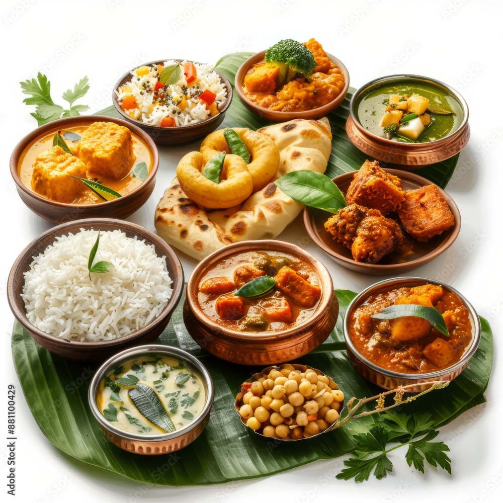 indian south indian food on white background 