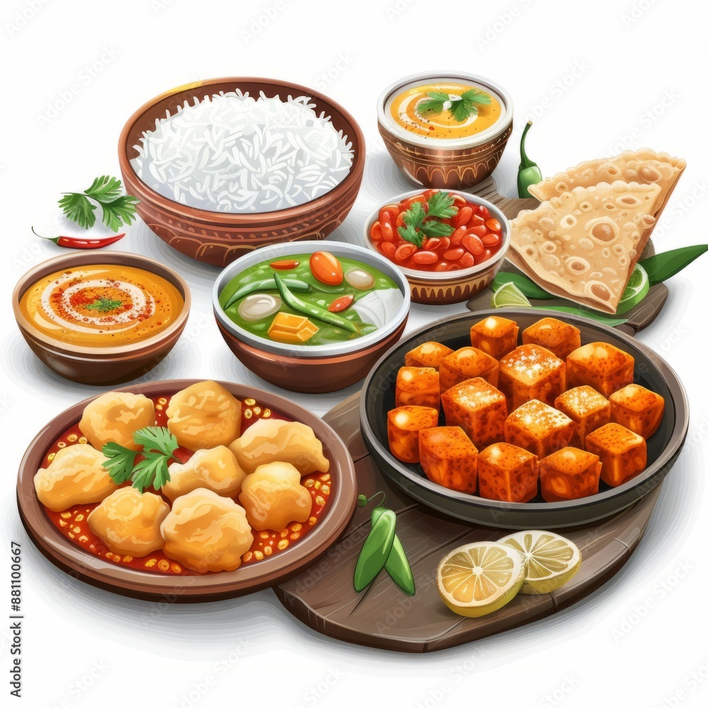 indian south indian food on white background indian south indian food on white background