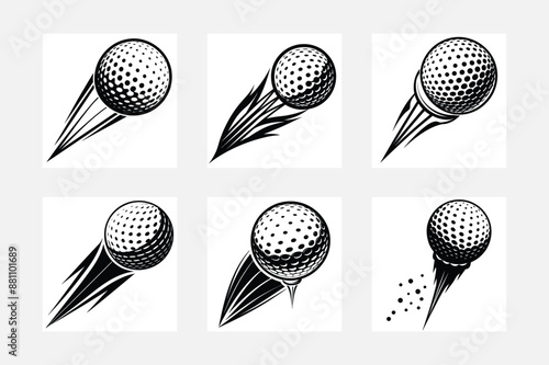 set of black and white golf icons