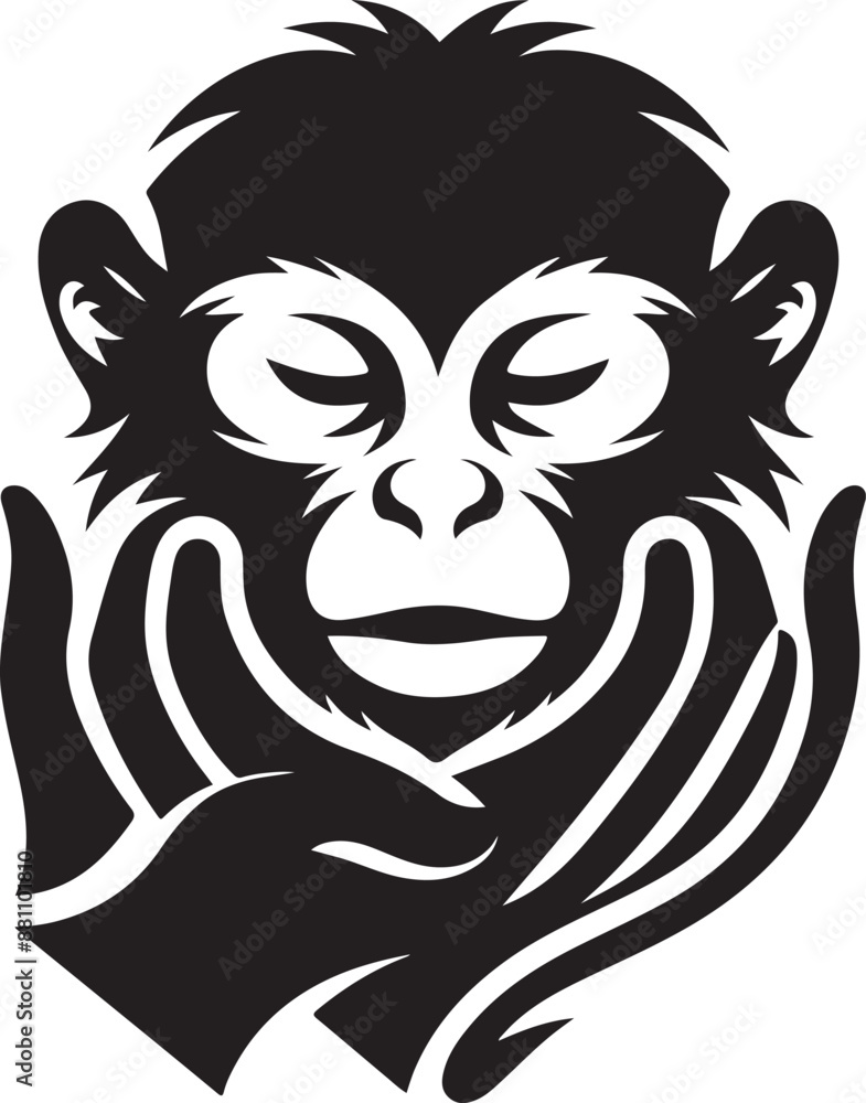 black and white illustration of a monkey black and white illustration of a monkey