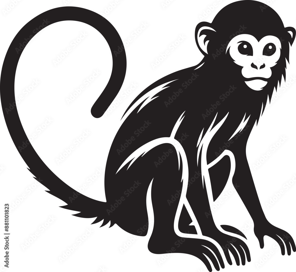 black and white illustration of a monkey black and white illustration of a monkey