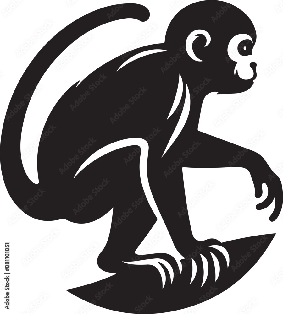 black and white illustration of a monkey black and white illustration of a monkey
