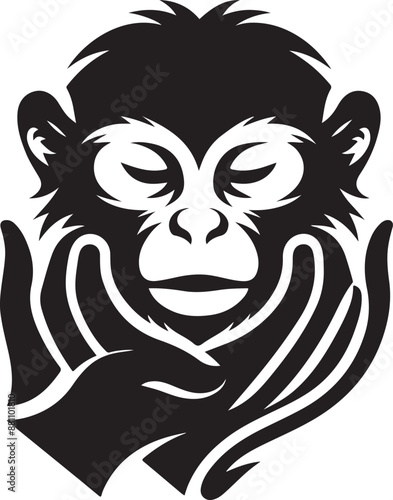 Wallpaper Mural black and white illustration of a monkey Torontodigital.ca