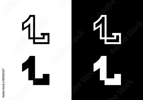 vektor logo huruf dan angka awal, L dan 1, L1