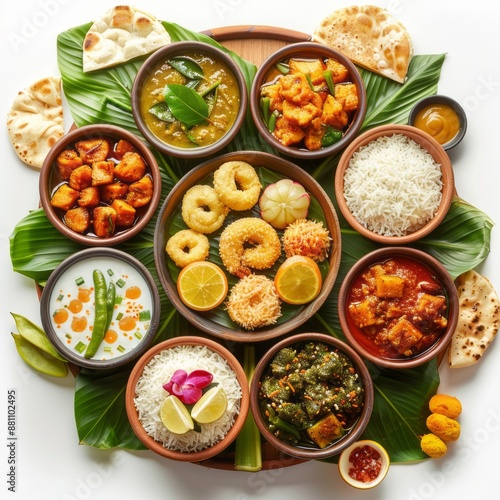 kerala food on white background " ai generated "