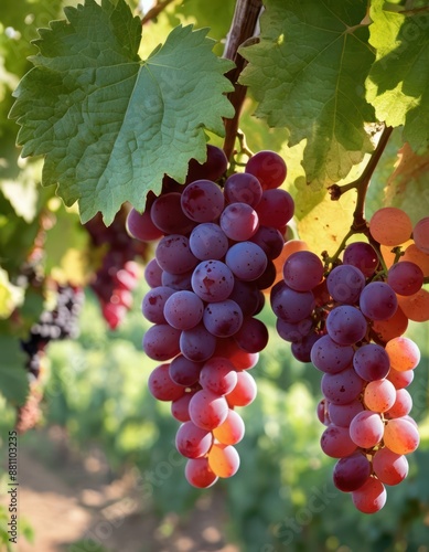 Wallpaper Mural A bunch of grapes bathed in sunshine in a vineyard, ripe berries from the autumn harvest. Close-up Torontodigital.ca