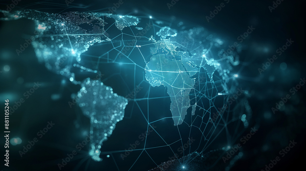 Abstract world map, concept of global network and connectivity, international data transfer and cyber technology, worldwide business Abstract world map, concept of global network and connectivity, international data transfer and cyber technology, worldwide business