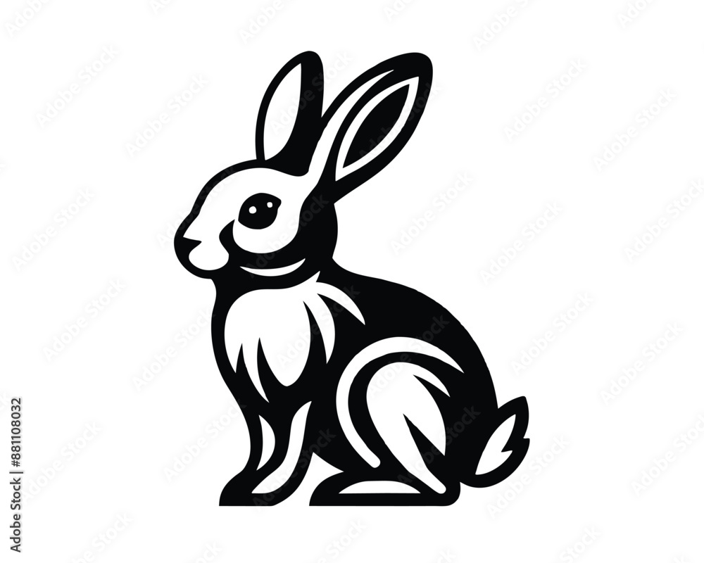 rabbit flat vector logo template rabbit flat vector logo template