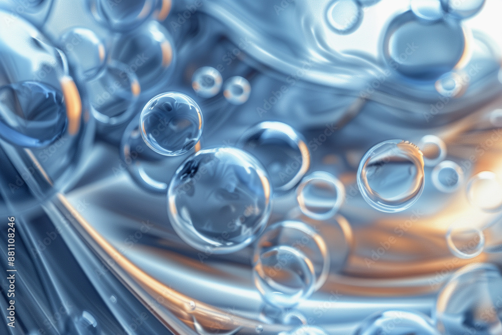 abstract background, liquid visuals, bubbles and waves in blue abstract background, liquid visuals, bubbles and waves in blue