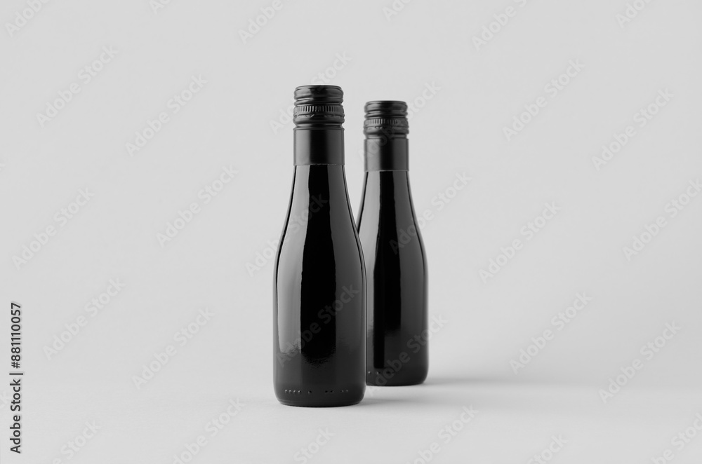 Small red wine bottle mockup. Burgundy, alsace, rhone shape. Small red wine bottle mockup. Burgundy, alsace, rhone shape.