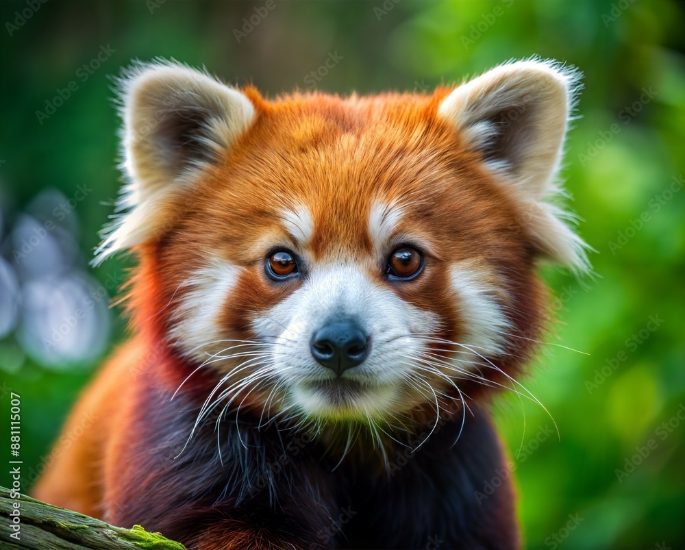 Red Panda Sitting on a Branch in a Green Forest. Generative AI Red Panda Sitting on a Branch in a Green Forest. Generative AI