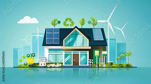 Green energy powers a sustainable smart home of the future