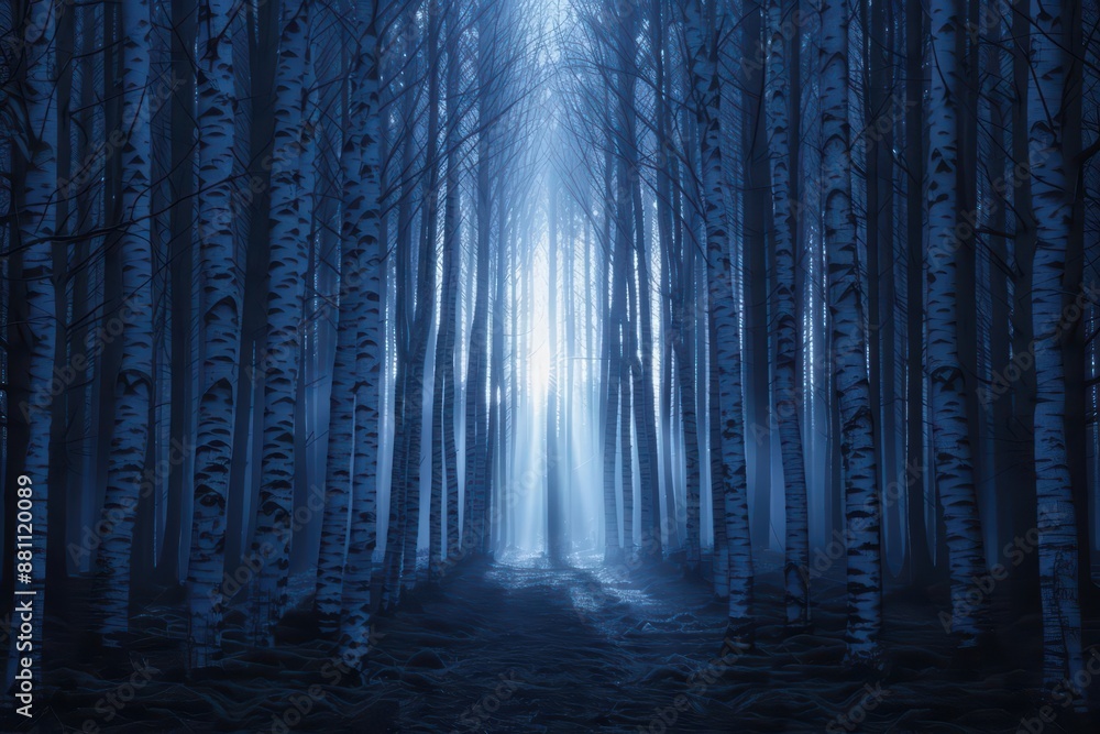 A supernatural scene showcases enchanted forests where trees with crystalline trunks and radiant leaves form pathways of light A supernatural scene showcases enchanted forests where trees with crystalline trunks and radiant leaves form pathways of light