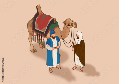 Camel with companion person