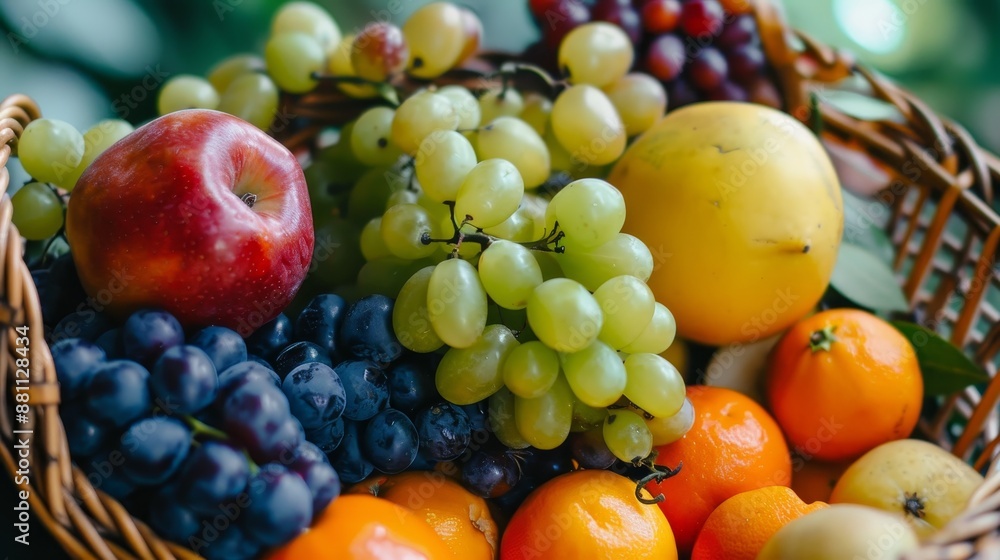 A Colorful Basket of Fresh Fruit, Ripe and Ready to Enjoy A Colorful Basket of Fresh Fruit, Ripe and Ready to Enjoy