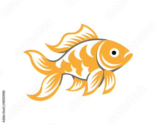 cute gold fish orange. isolated cartoon animal illustration. Flat Style Sticker Icon Design Premium Logo vector. Mascot Character