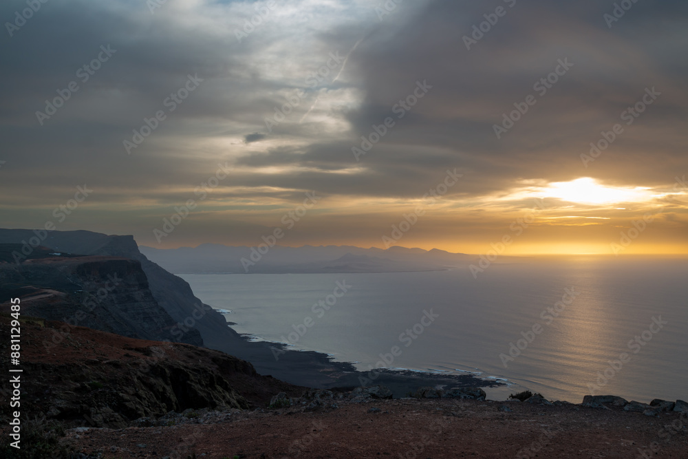 Sunset at viewpoint Mirador del Rio, Lanzarote Sunset at viewpoint Mirador del Rio, Lanzarote