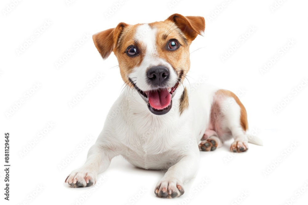 Brown and White Dog on White Surface Brown and White Dog on White Surface