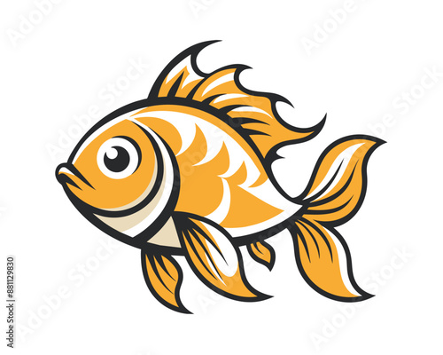 cute gold fish orange. isolated cartoon animal illustration. Flat Style Sticker Icon Design Premium Logo vector. Mascot Character