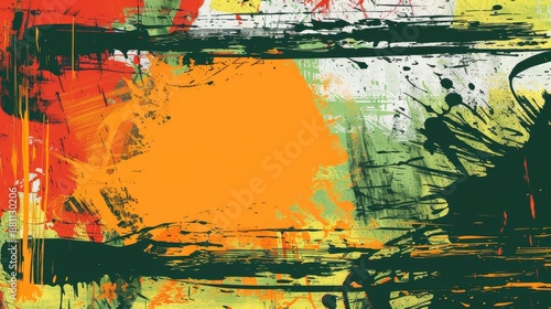 Abstract Red and Black Grunge Art Background with Frame